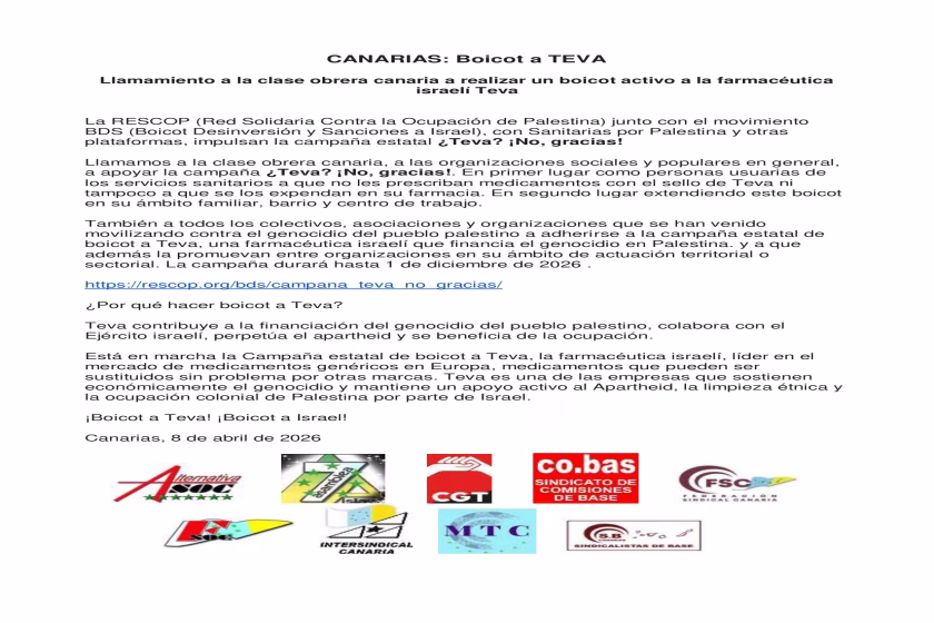 CANARIAS: Boicot a TEVA