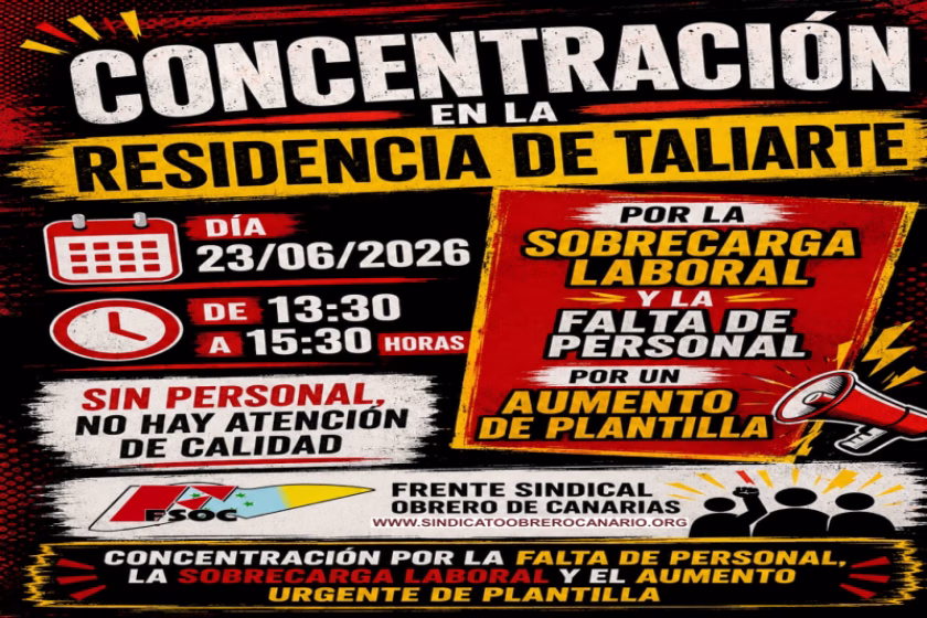 FSOC. El personal de atención directa de la residencia de Taliarte alza la voz: “ya no podemos más”